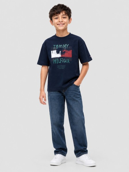 T-Shirt Tommy Hilfiger Menino Flag Grafitti Tee Ss