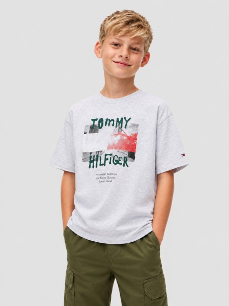 T-Shirt Tommy Hilfiger Menino Flag Grafitti Tee Ss