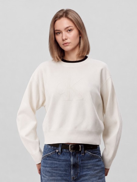 Pullover Woman Cream Calvin Klein
