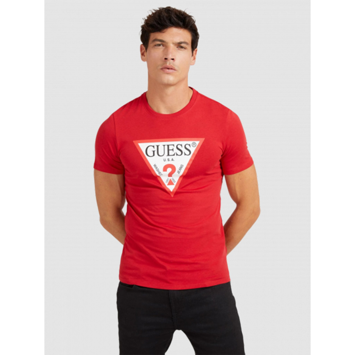 Camiseta Guess Originales Grid Hombre Rojas De Ofertas En