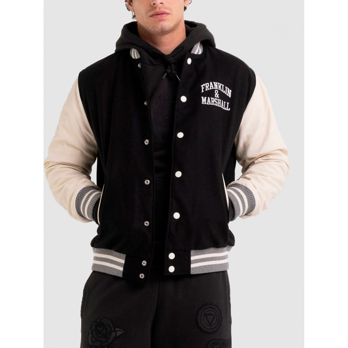 Franklin Marshal Vest Jacket Man Black Franklin Marshall Jm8027